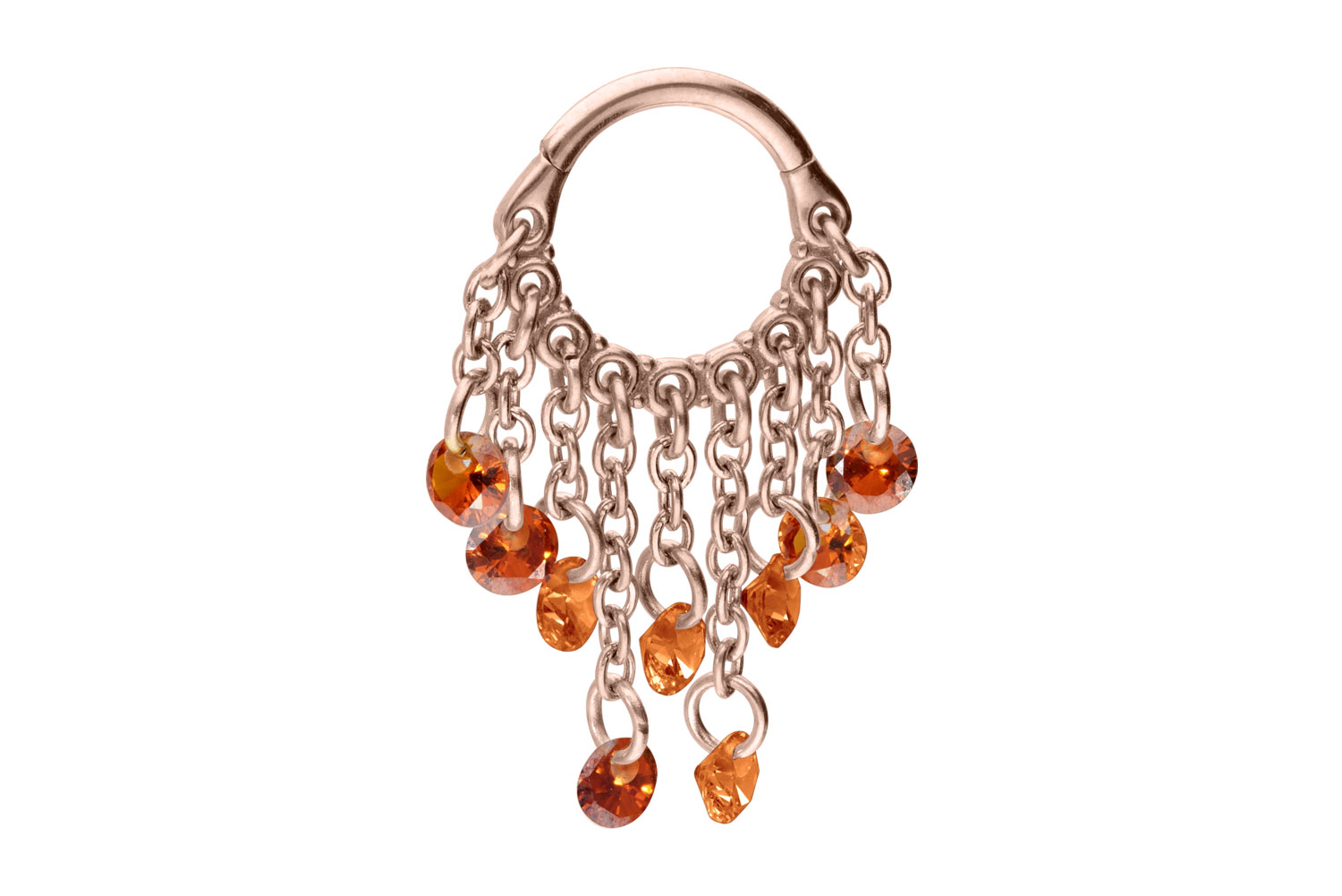 Chirurgenstahl Segmentring Clicker Piercing KETTENVORHANG + KRISTALLE